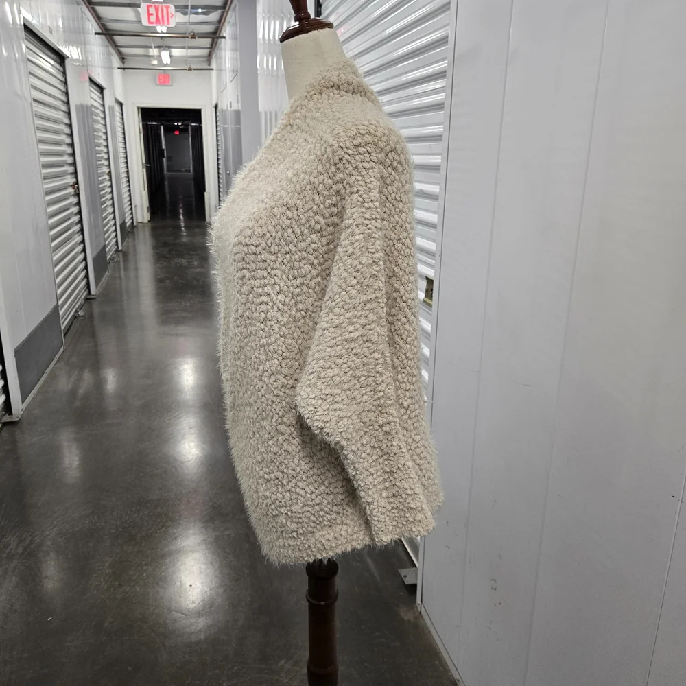 Lovestitch Cream Textured Bouclé Knit Sweater S/M Cozy Oversized Pullover - Picture 2 of 8